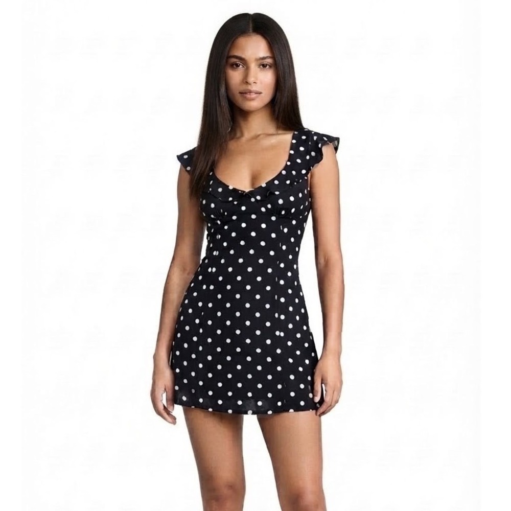 Princess Polly I Guess So Mini Polka Dot Dress Black and white